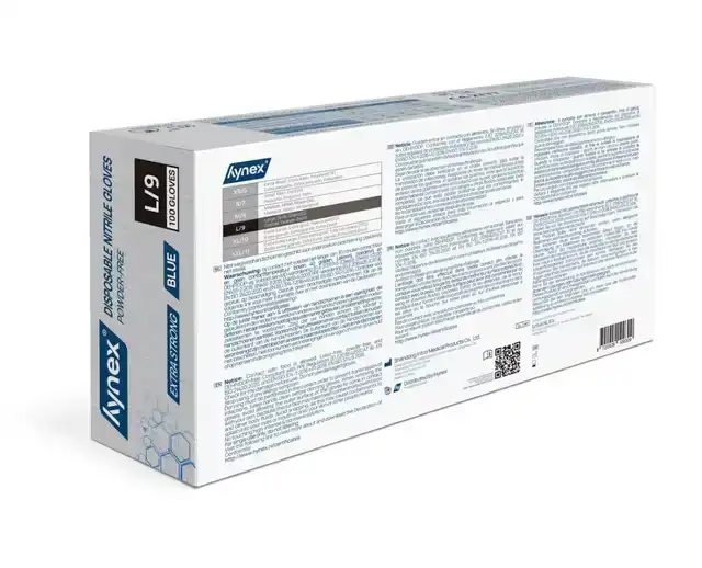HANDSCHOEN HYNEX NITRIL L BLAUW 5GR 100
