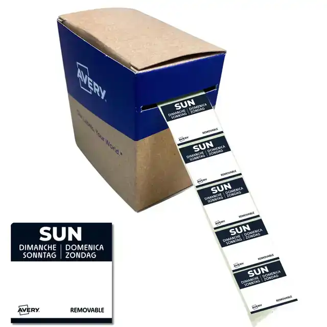 ETIKET AVERY HACCP ZONDAG-ZWART 25X25MM