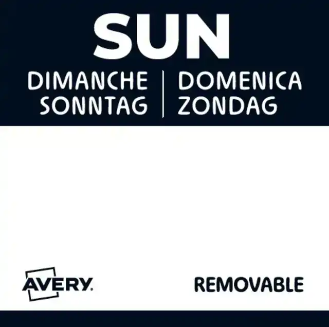 ETIKET AVERY HACCP ZONDAG-ZWART 25X25MM