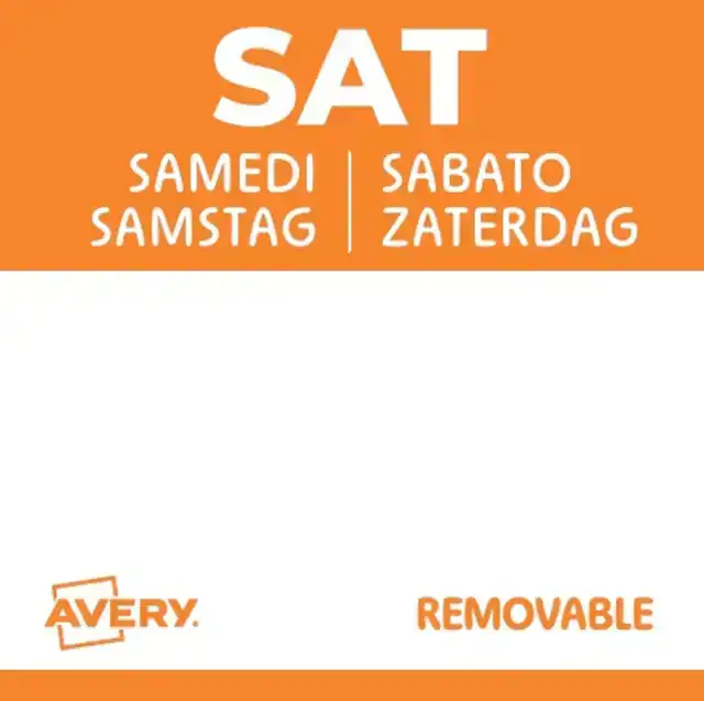 ETIKET AVERY HACCP ZATERDAG-ORANJE