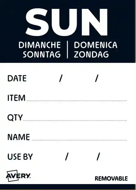 ETIKET AVERY HACCP ZONDAG-ZWART 40X56MM