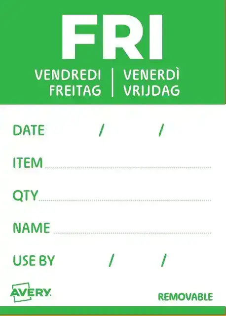 ETIKET AVERY HACCP VRIJDAG-GROEN
