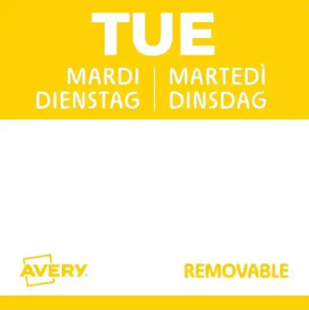 ETIKET AVERY HACCP DINSDAG-GEEL 25X25MM