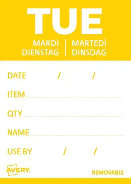 ETIKET AVERY HACCP DINSDAG-GEEL 40X56MM