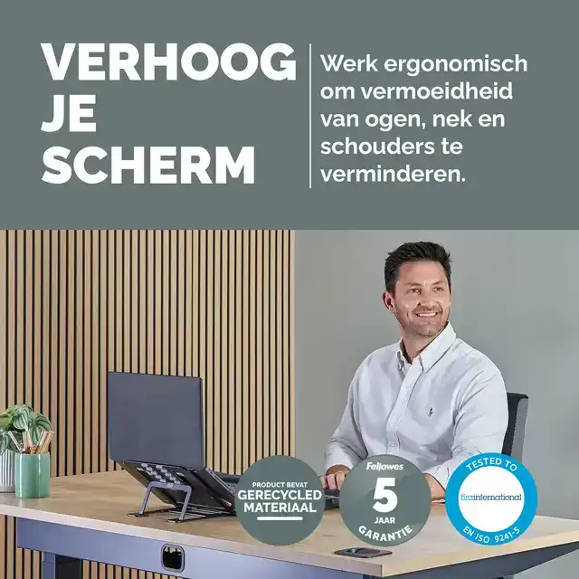 LAPTOPSTANDAARD FELLOWES ALUMIA ZWART
