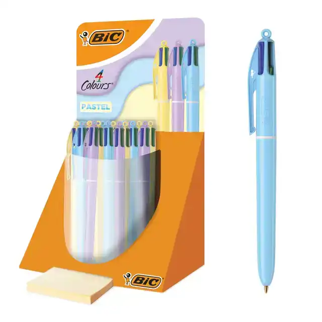 4-KLEUREN BALPEN BIC PASTEL ASS DISPLAY