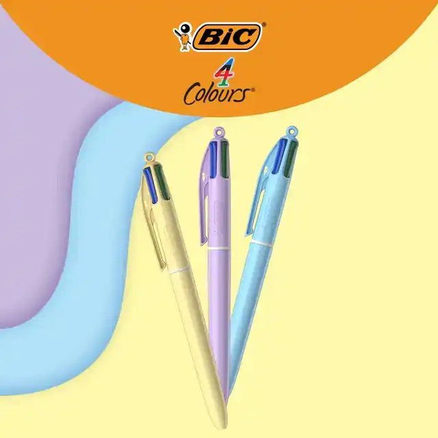 4-KLEUREN BALPEN BIC PASTEL ASS DISPLAY