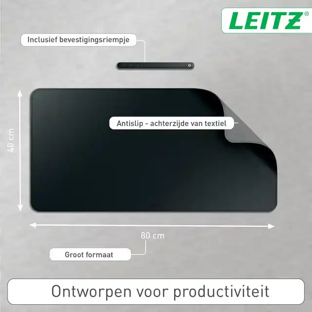 BUREAU-ONDERLEGGER LEITZ 80X40CM ZWART