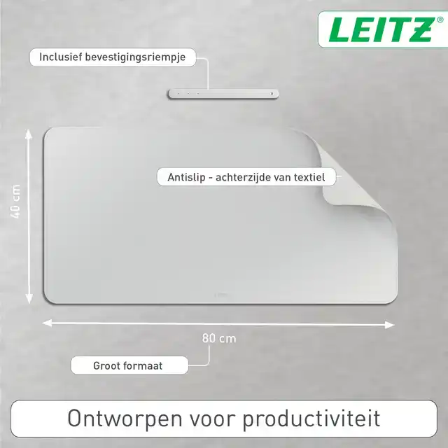 BUREAU-ONDERLEGGER LEITZ 80X40CM GRIJS