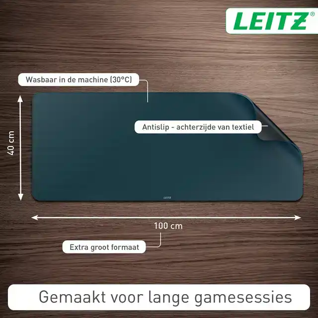 BUREAU-ONDERLEGGER LEITZ 100X40CM GRIJS