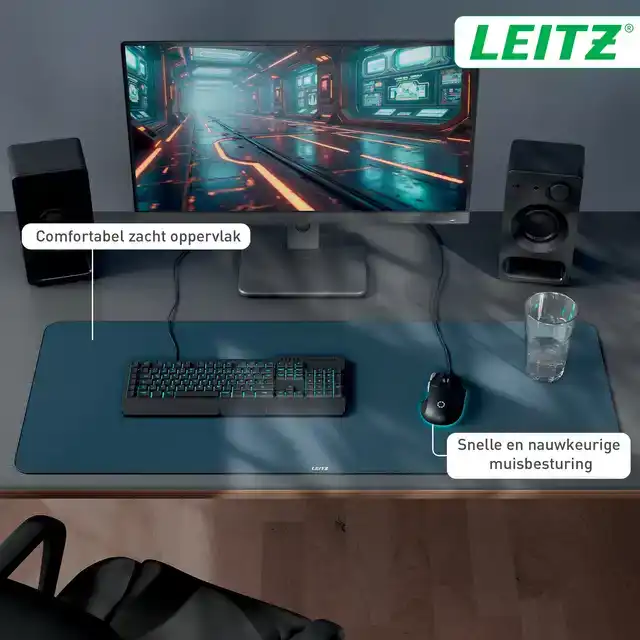 BUREAU-ONDERLEGGER LEITZ 100X40CM GRIJS
