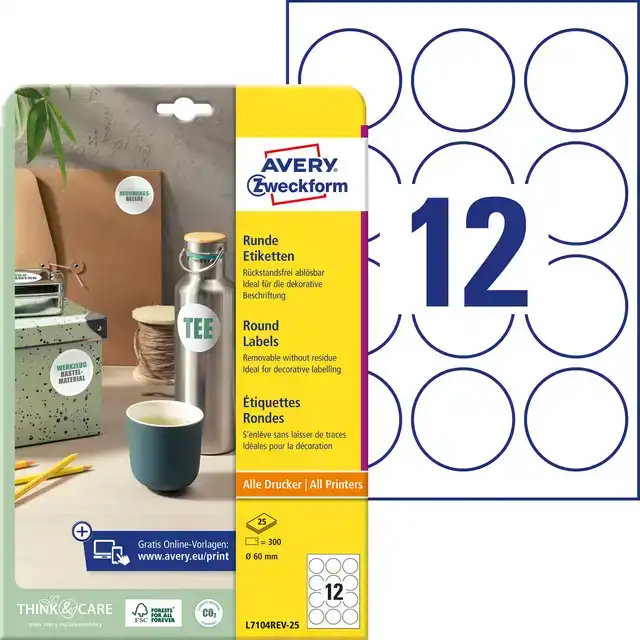 ETIKET AVERY L7104REV-25 60MM WIT 300ST