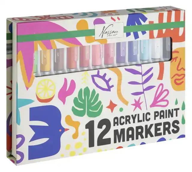 ACRYLMARKERS NASSAU SET Ã 12 KLEUREN