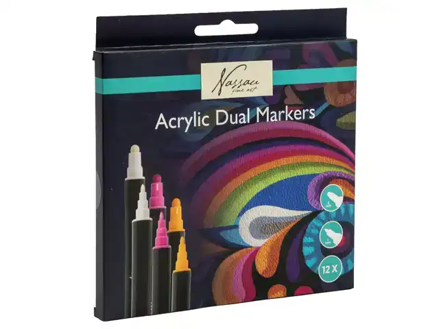 ACRYLMARKER NASSAU DUAL TIP SET Ã  12