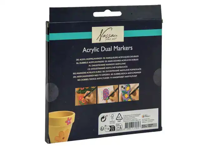 ACRYLMARKER NASSAU DUAL TIP SET Ã  12