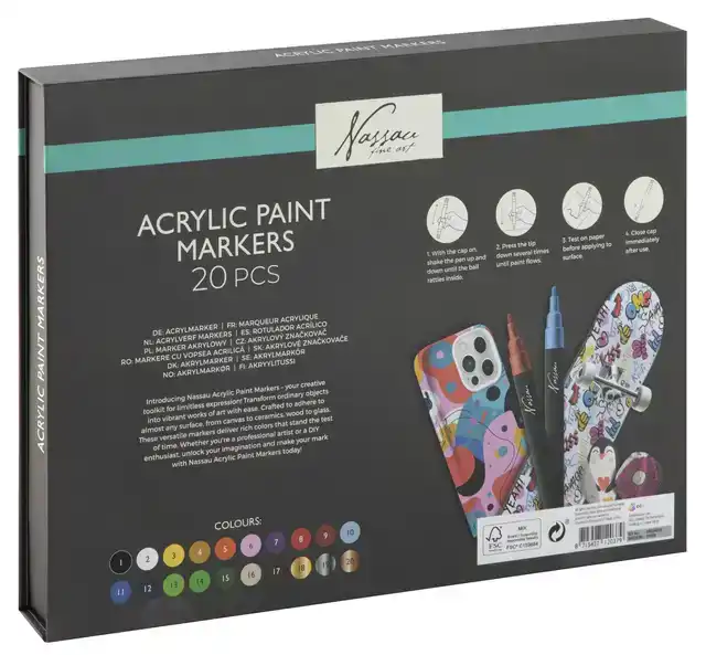 ACRYLMARKER NASSAU SET Ã  20 KLEUREN