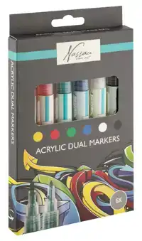 ACRYLMARKER NASSAU DUAL TIP SET Ã  6