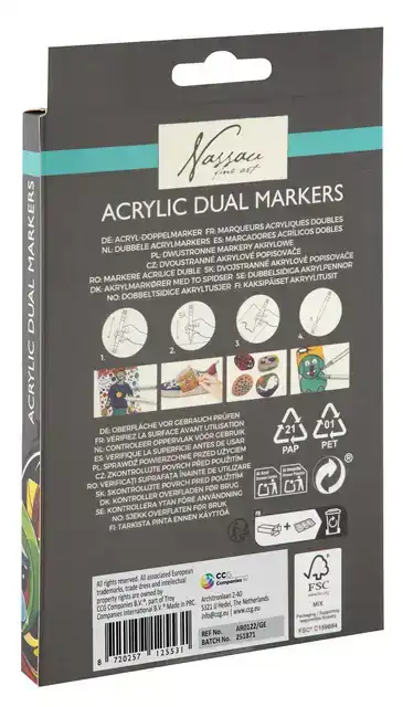 ACRYLMARKER NASSAU DUAL TIP SET Ã 6