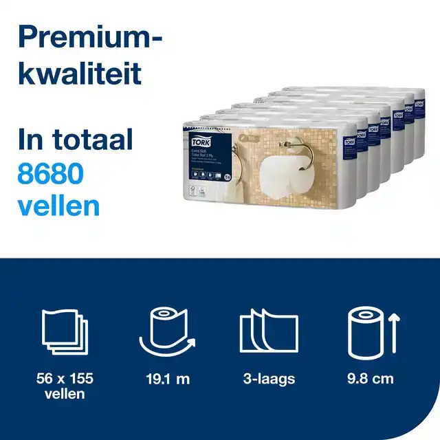 TOILETPAPIER TORK T4 PREMIUM 56X155 VEL