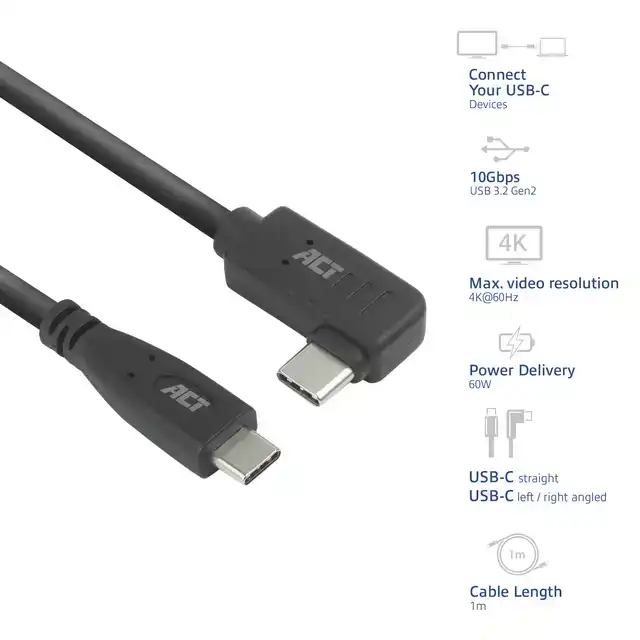 KABEL ACT USB-C STANDAARD USB-C HOEK