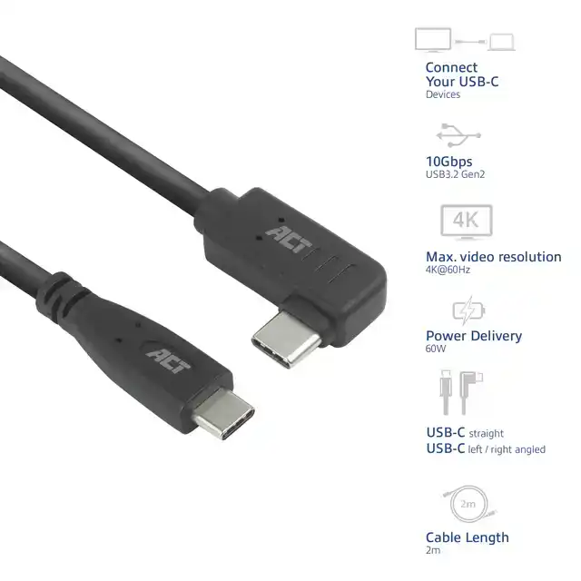 KABEL ACT USB-C STANDAARD USB-C HOEK