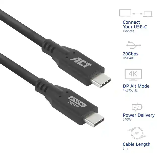 KABEL ACT USB-C 4.0 20GBPS 2M