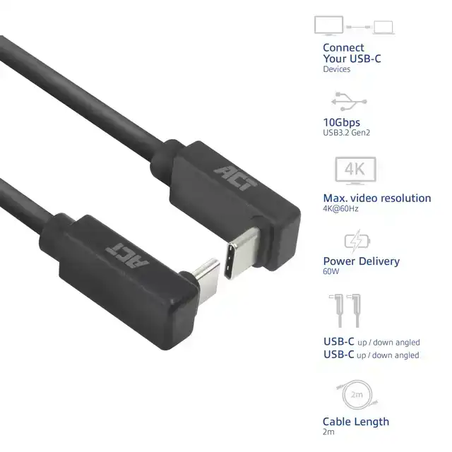 KABEL ACT USB-C HOEK BOVEN/BENEDEN