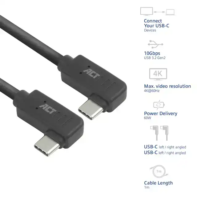KABEL ACT USB-C HOEK LINKS/RECHTS