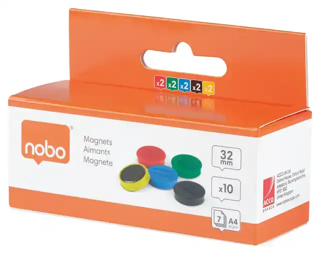 MAGNEET NOBO 32MM ASSORTI 10ST