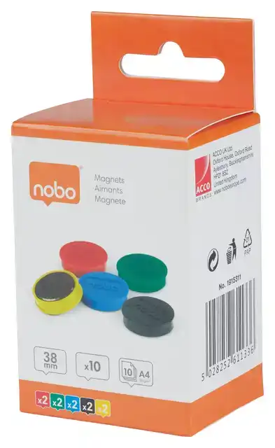 MAGNEET NOBO 38MM ASSORTI 10ST