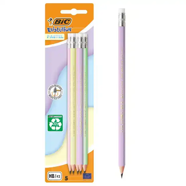 POTLOOD BIC HB MET GOM PASTEL ASSORTI