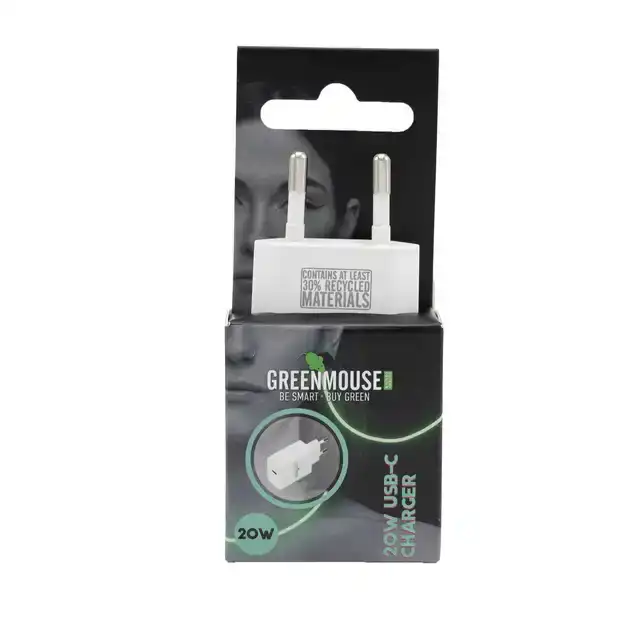 OPLADER GREENMOUSE USB C 20W WIT