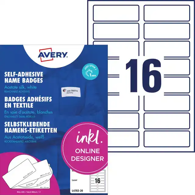 NAAMBADGE AVERY L4783-20 88.9X31MM