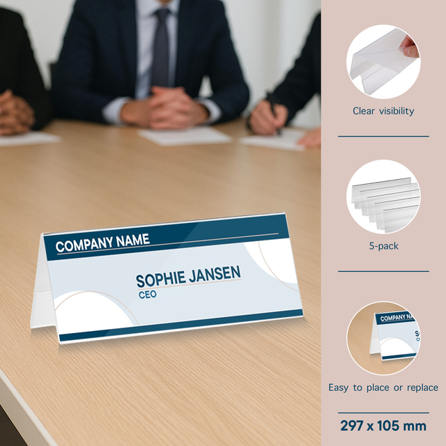 TAFELNAAMBORD 297X105MM A4 GEVOUWEN 5ST