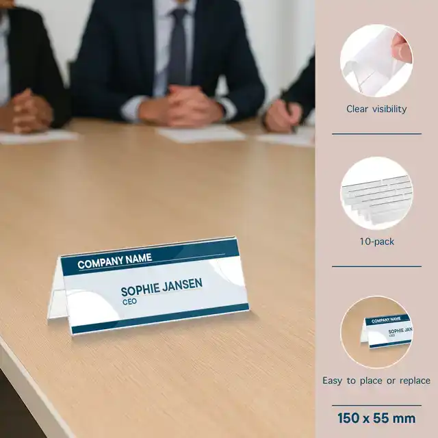 TAFELNAAMBORD 150X55MM A6 GEVOUWEN 10ST