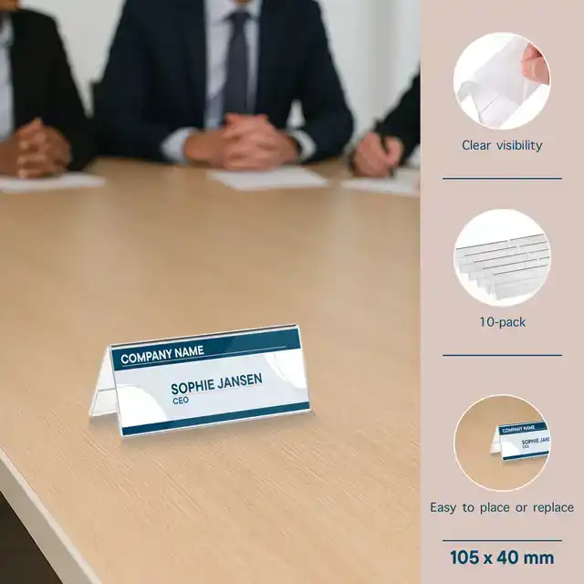 TAFELNAAMBORD 105X40MM A7 GEVOUWEN 10ST
