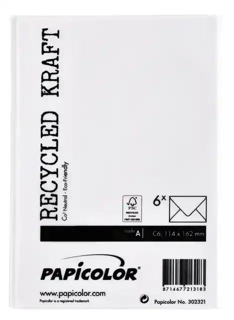 ENVELOP PAPICOLOR C6 114X162MM KRAFT