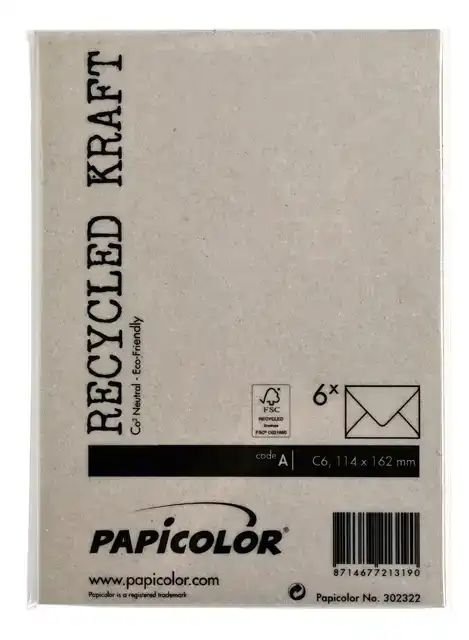 ENVELOP PAPICOLOR C6 114X162MM KRAFT
