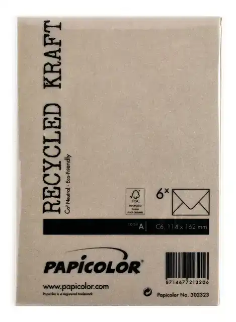 ENVELOP PAPICOLOR C6 114X162MM KRAFT