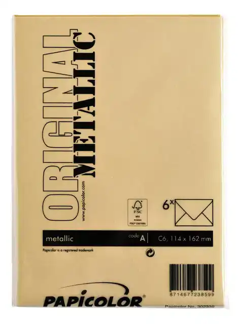 ENVELOP PAPICOLOR C6 114X162MM METALLIC
