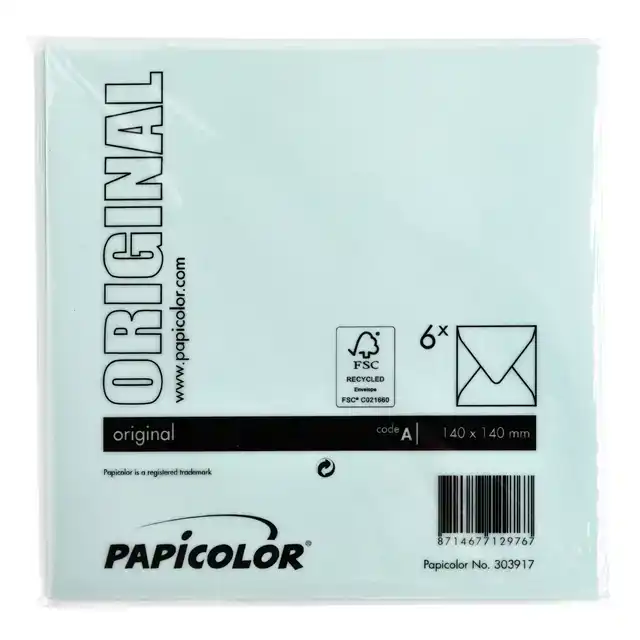 ENVELOP PAPICOLOR 140X140MM ZEEGROEN