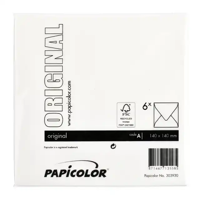 ENVELOP PAPICOLOR 140X140MM HAGELWIT