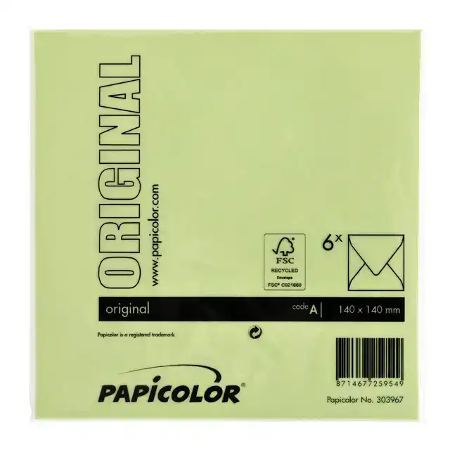 ENVELOP PAPICOLOR 140X140MM APPELGROEN