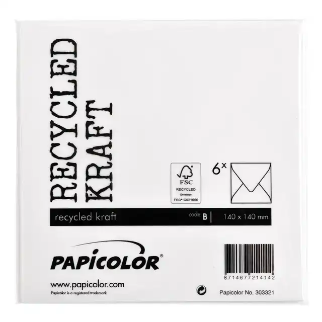 ENVELOP PAPICOLOR 140X140MM KRAFT WIT