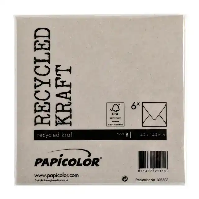 ENVELOP PAPICOLOR 140X140MM KRAFT GRIJS