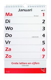KALENDER 2026 MET GROTE LETTERS EN