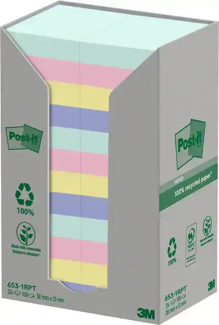MEMOBLOK POST-IT 653RPT 38X51MM RAINBOW