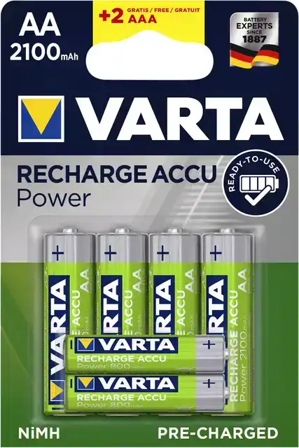 BATTERIJ OPLAADBAAR VARTA 4XAA 2100MAH