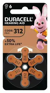 BATTERIJ DURACELL DA312 HEARING AID