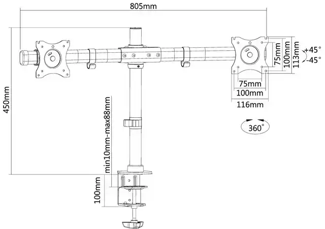 MONITORARM NEOMOUNTS DCB100 10 27 INCH